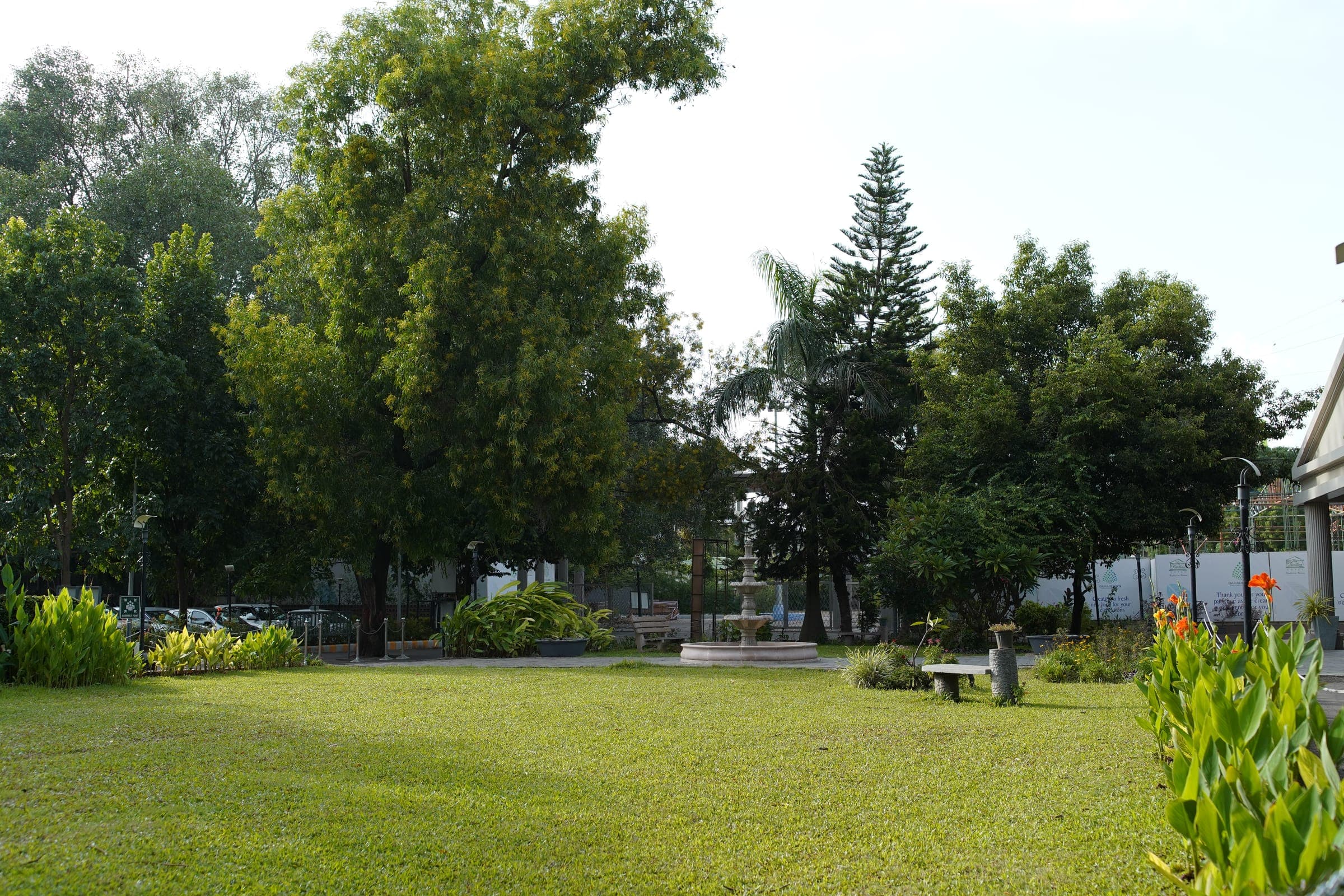 A quiet seating corner in the grounds of The Pavillion Hotel