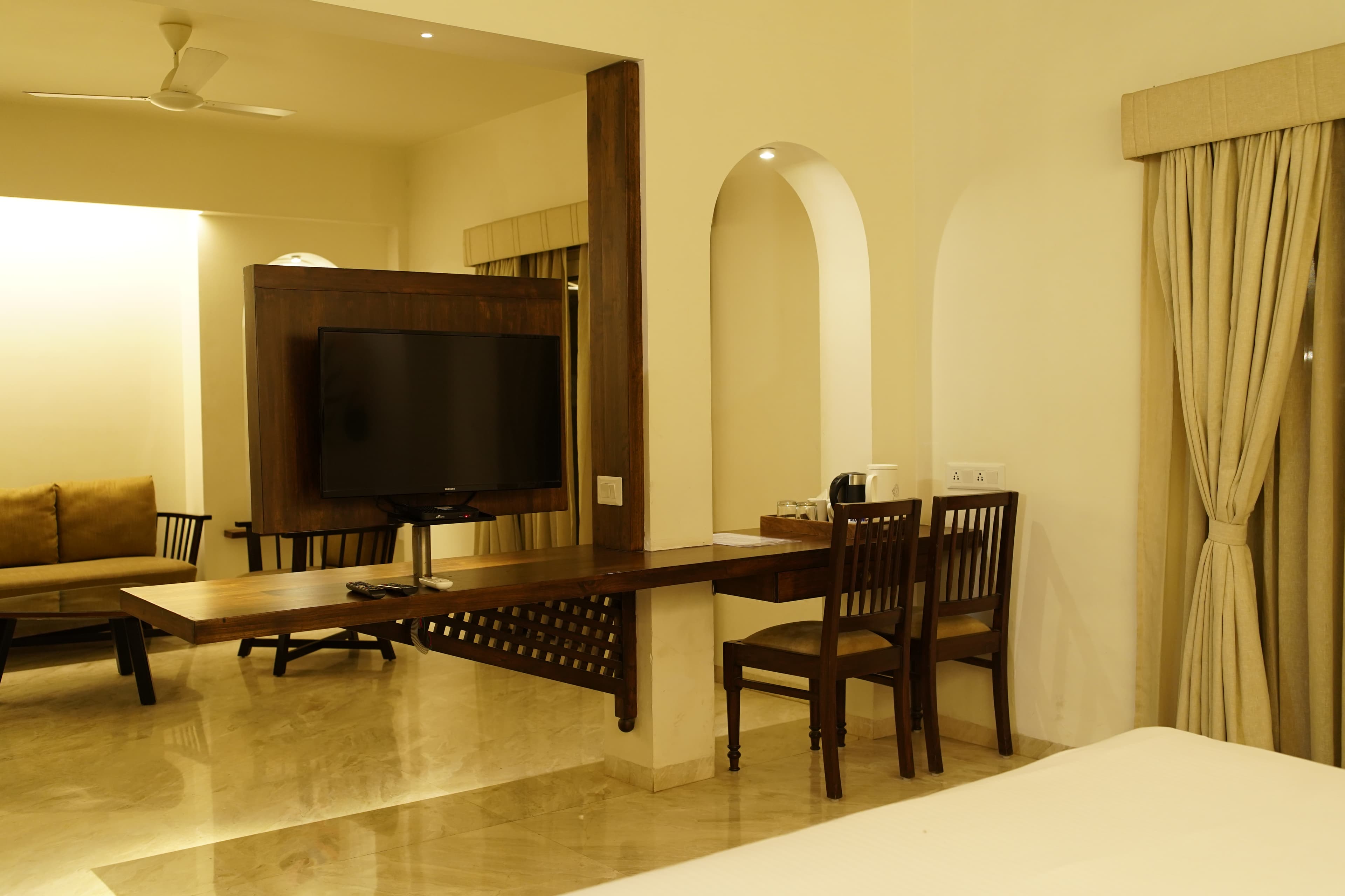 Suite room seating area and bedroom layout